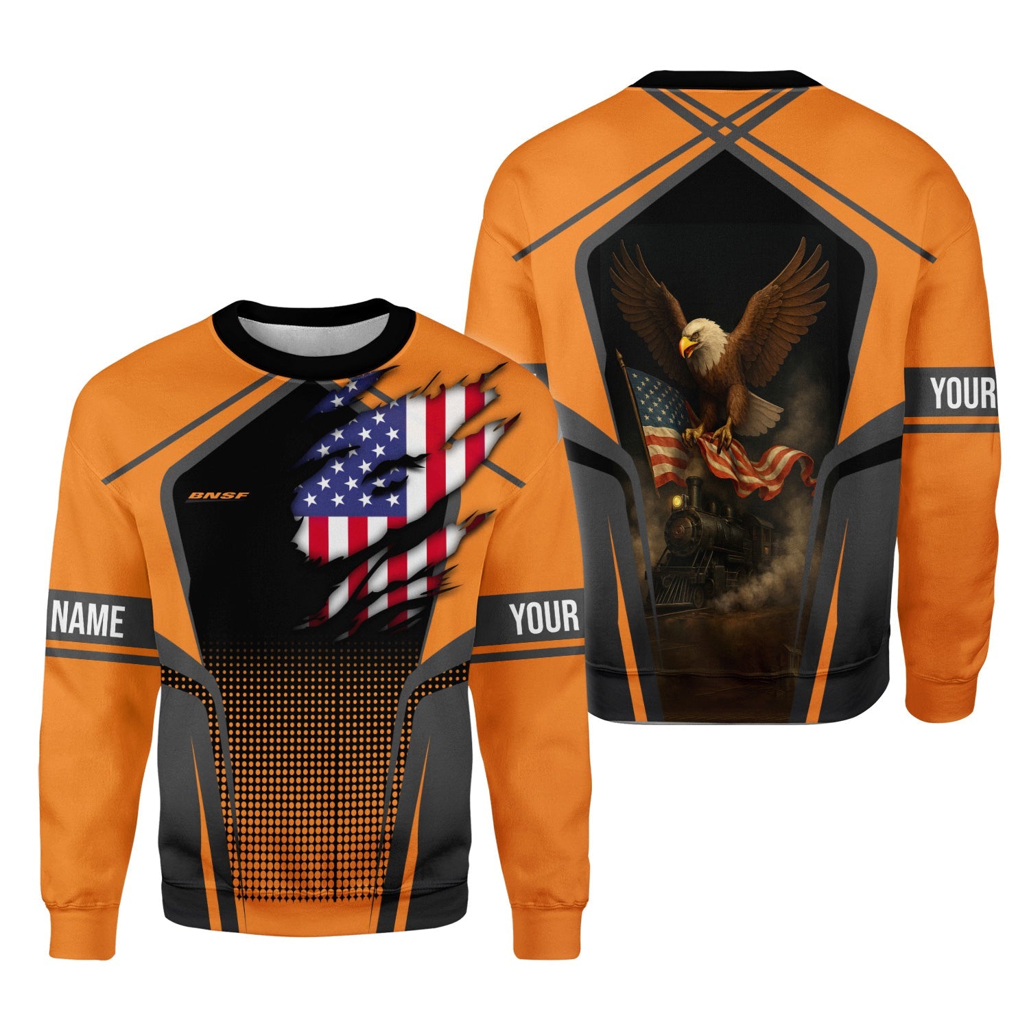 Railspirit Personalized BNSF Railway Sweatshirt American Eagle Vintage Train Shirt