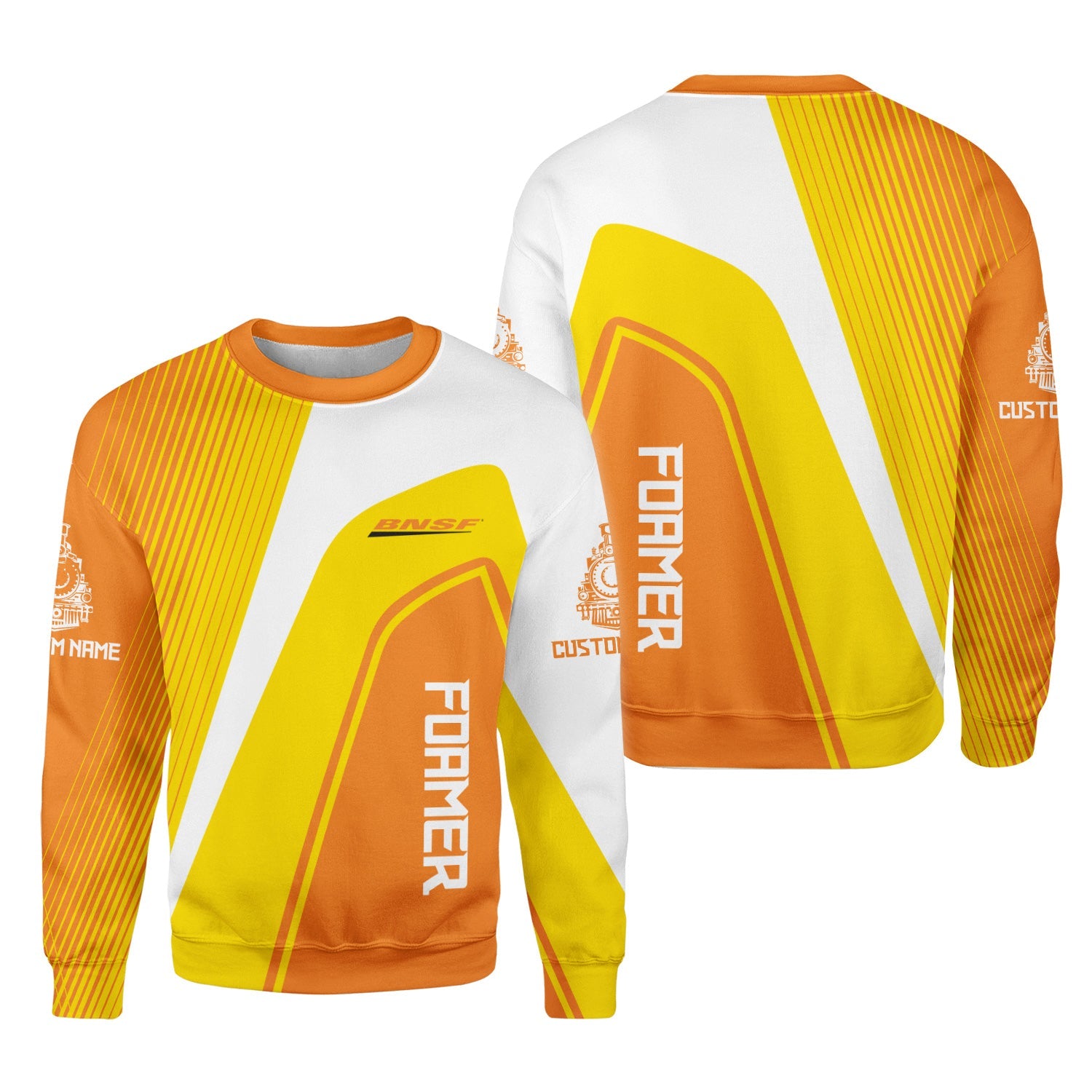 Railspirit Personalized BNSF Railway Sweatshirt Vibrant Striking Style Shirt For Rail Enthusiasts