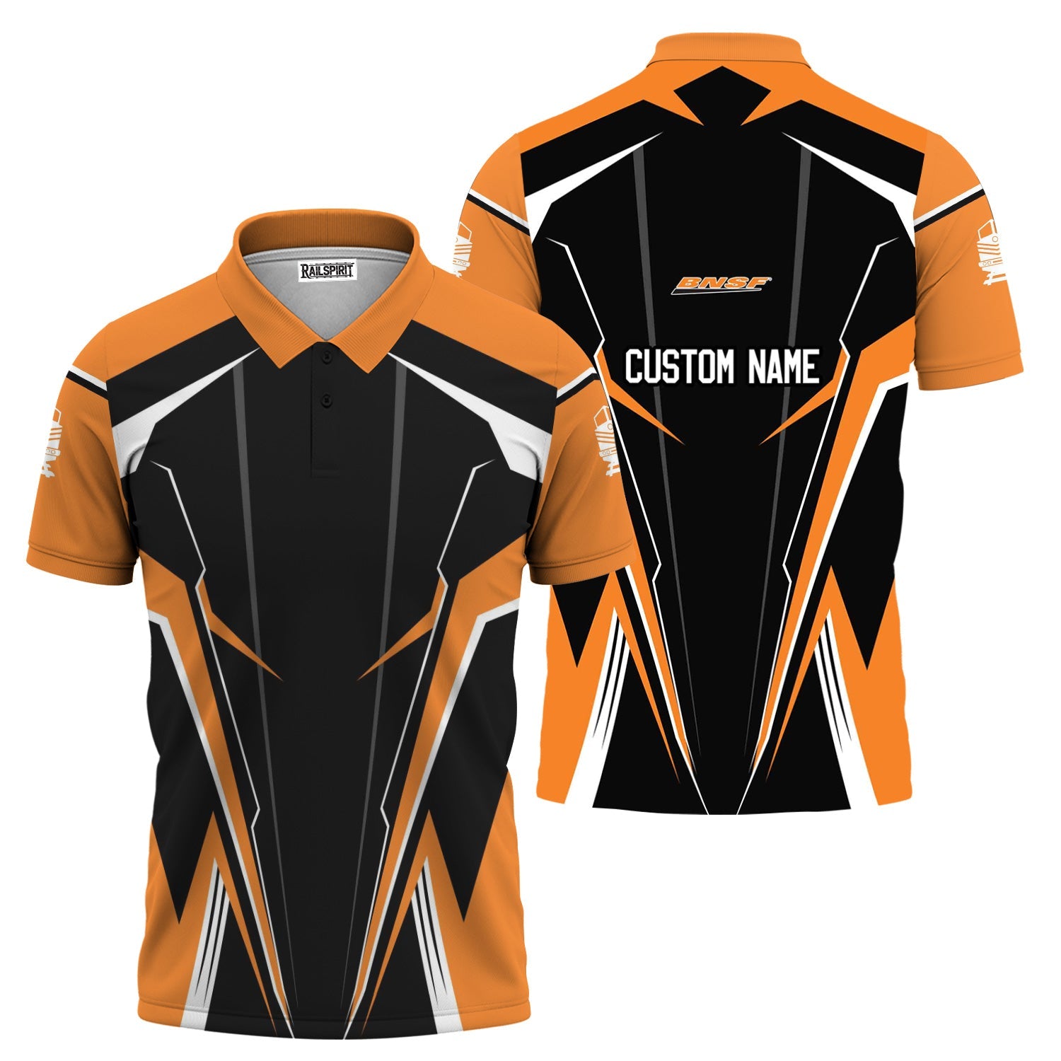 Railspirit Personalized BNSF Railway Polo Shirt Lightning-Edge Design Train Shirt For Railroad Lovers