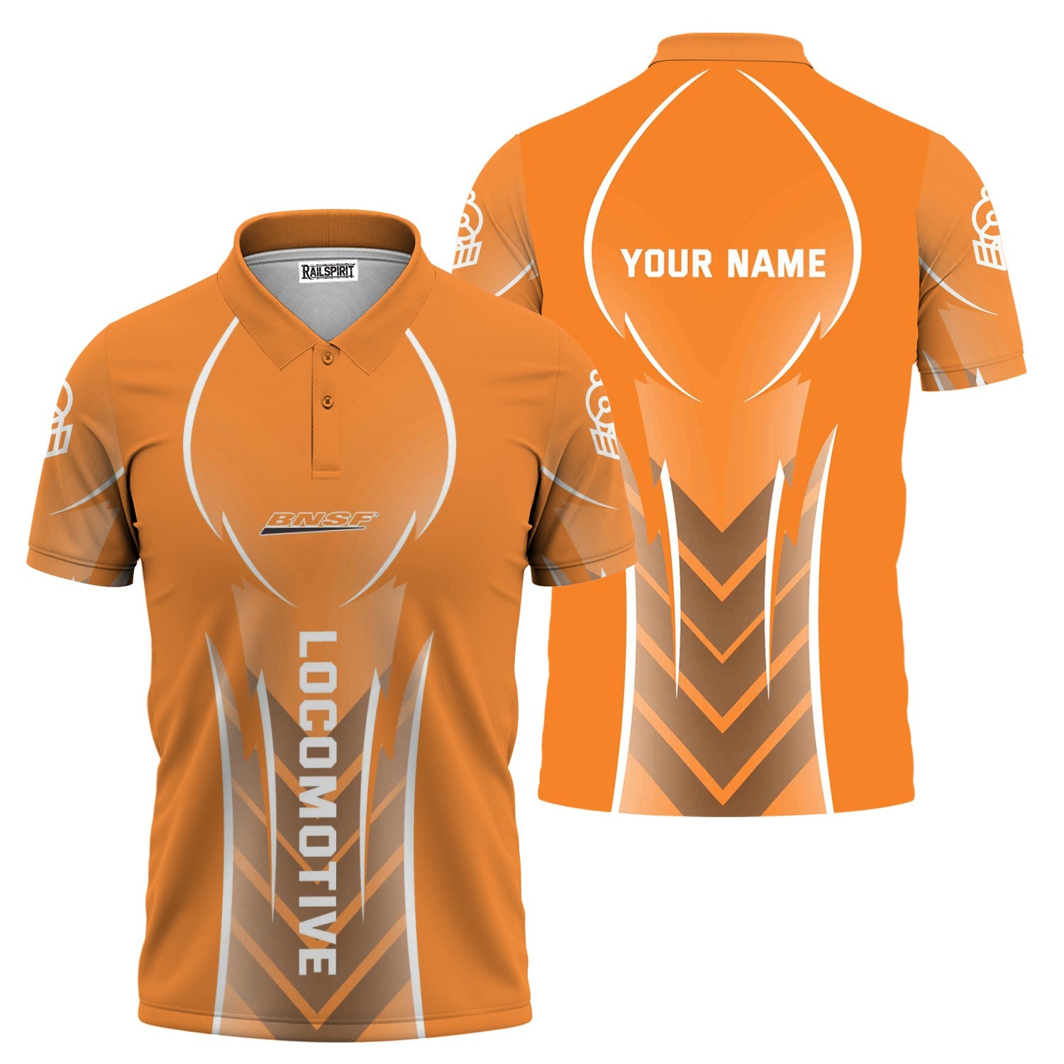 Railspirit Personalized BNSF Railway Polo Shirt Striking Line Style Train Shirt For Locomotive Lovers