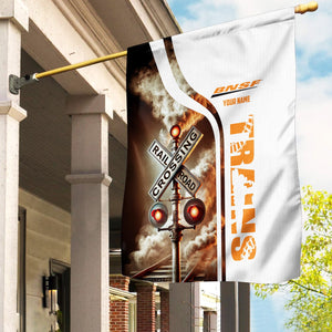Railspirit Personalized BNSF Railway Garden Flag Railroad Crossing Sign Flag All Over Print