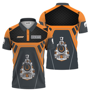 Railspirit Personalized BNSF Railway Polo Shirt Steam Locomotive Engine Graphic Train Shirt All Over Print