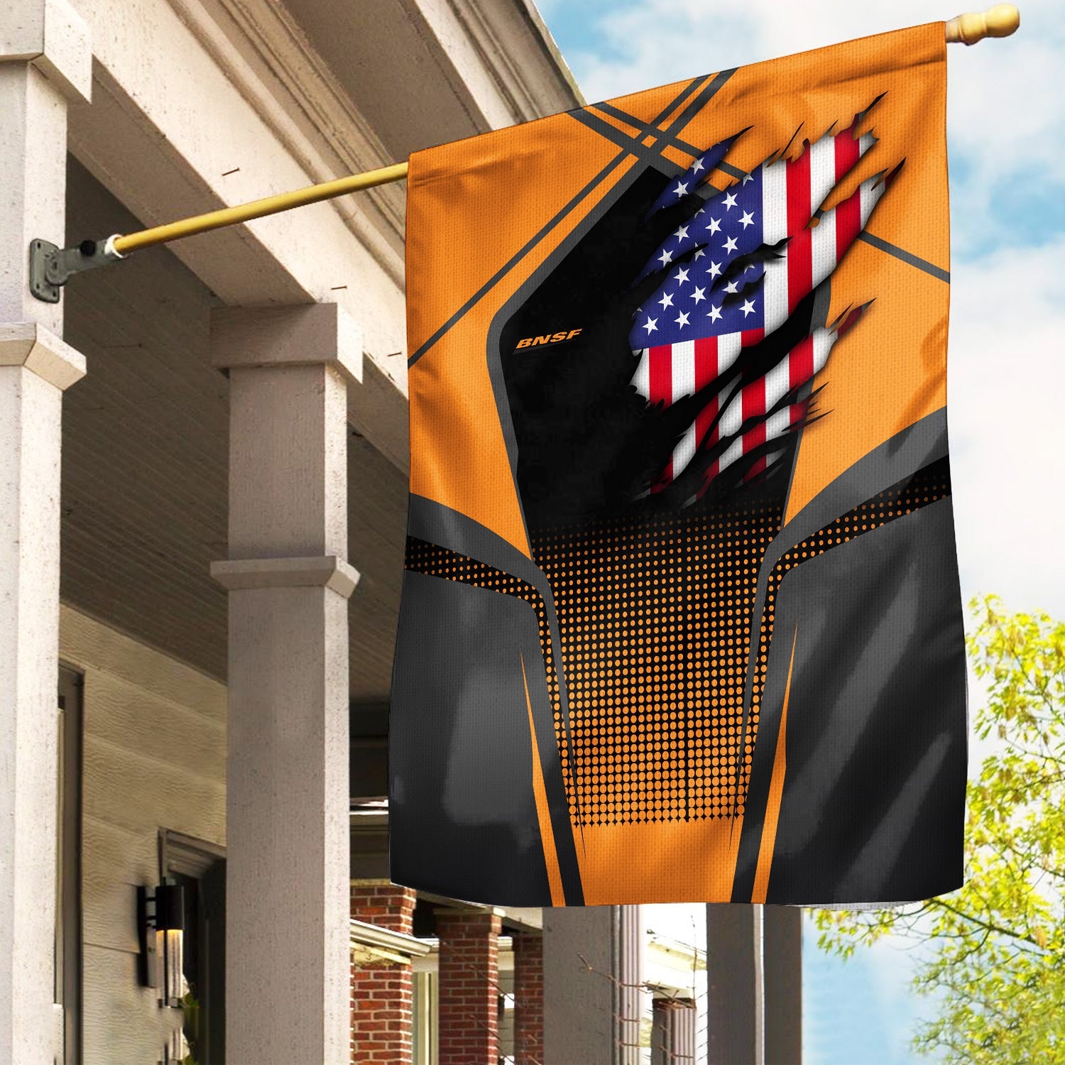 Railspirit Personalized BNSF Railway Garden Flag American Vintage All Over Printed Flag