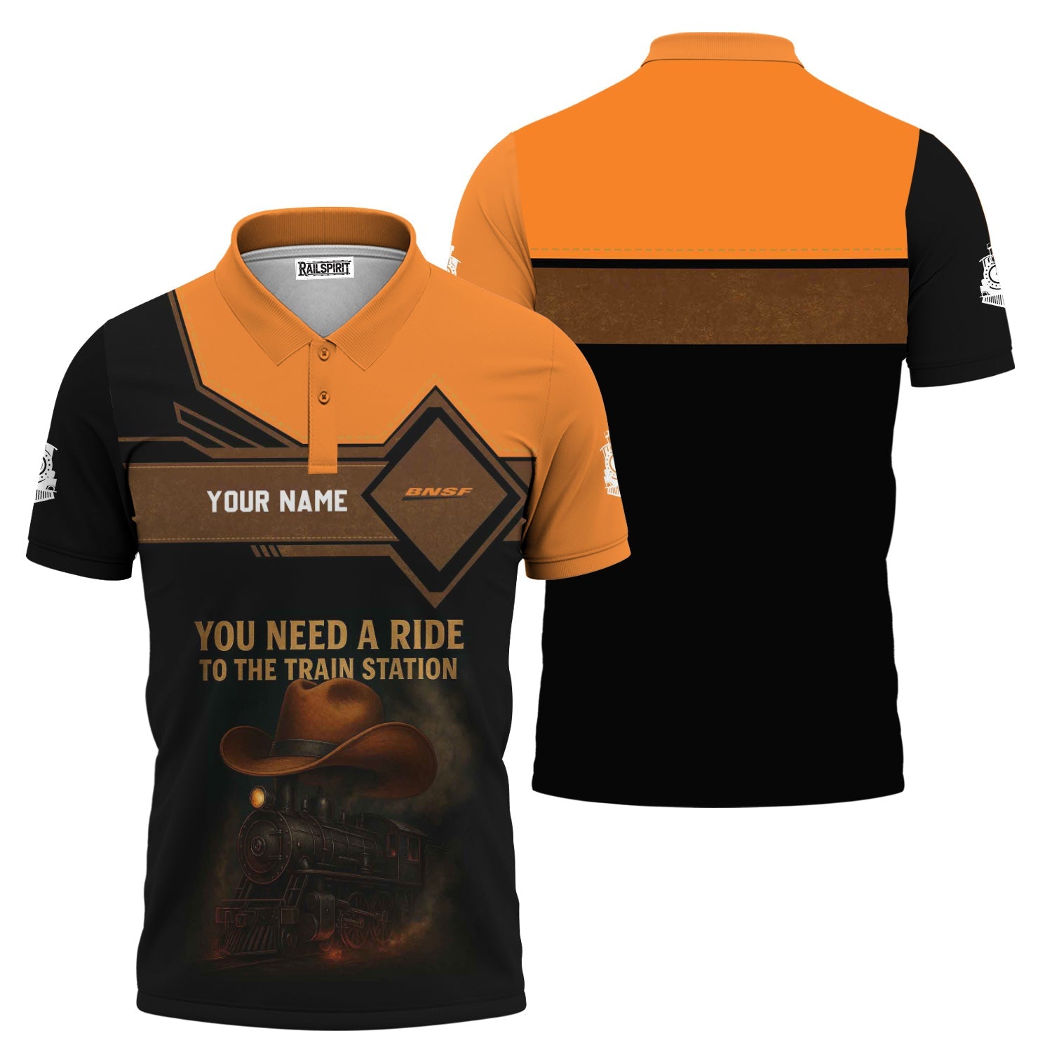 Railspirit Personalized BNSF Railway Polo Shirt You Need A Ride To The Train Station Shirt For Train Lovers
