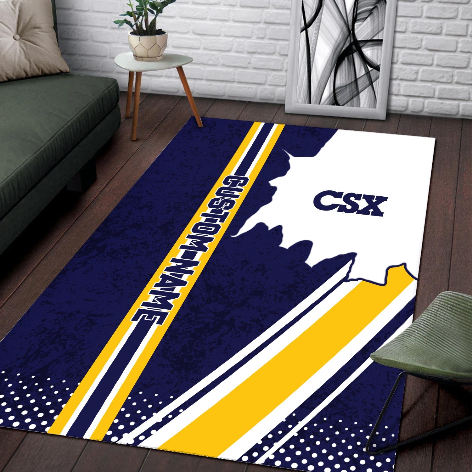 Railspirit Personalized CSX Transportation Railroad Area Rug Vintage All Over Printed Rug