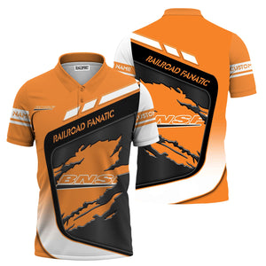 Railspirit Personalized BNSF Railway Polo Shirt Ripped Texture Style Train Shirt For Railroad Fanatic