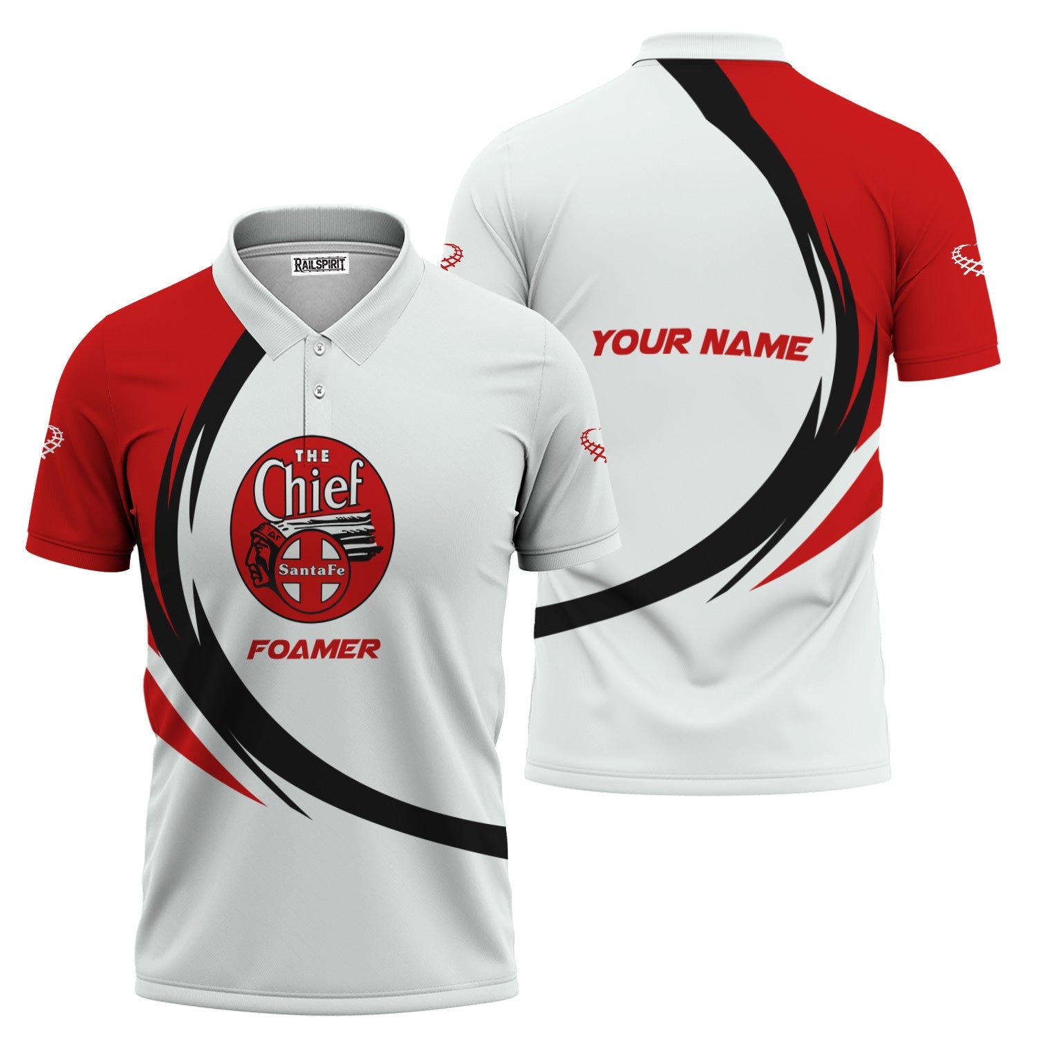 Railspirit Personalized The Chief Santa Fe Railroad Polo Shirt Unique Graphic Style Shirt For Train Enthusiasts
