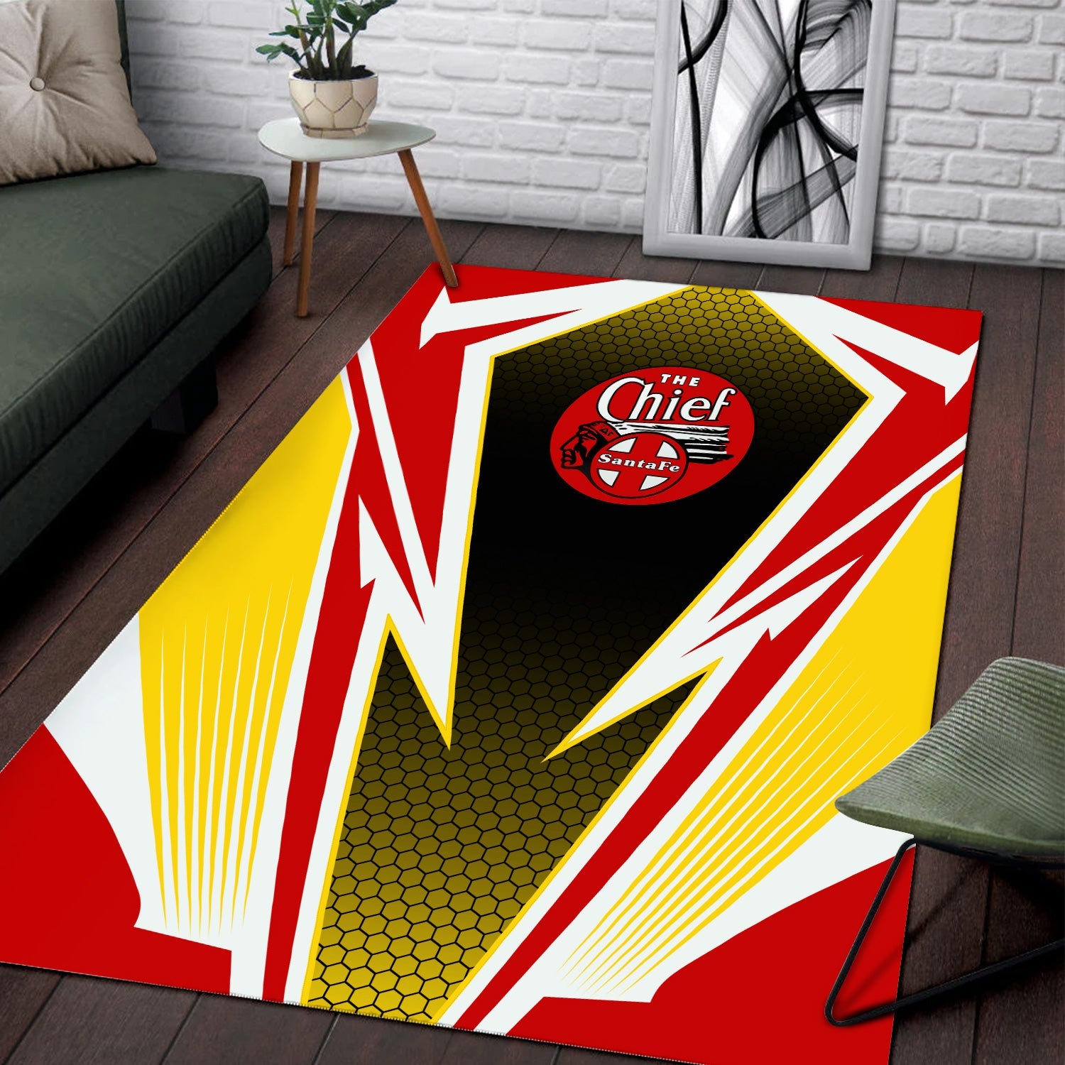 Railspirit The Chief Santa Fe Railroad Area Rug Lightning Graphic Style Rug Gift Idea For Train Lover