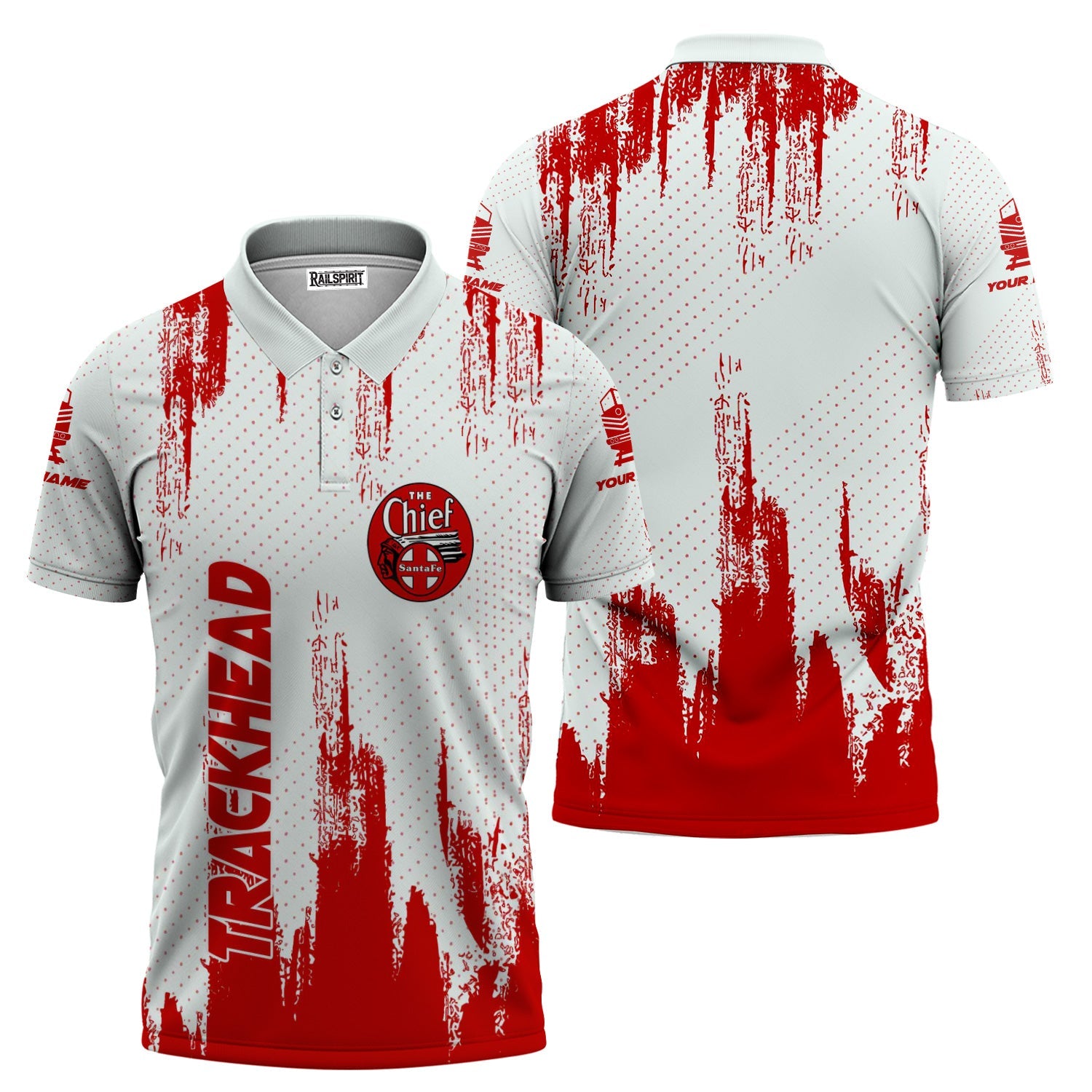 Railspirit Personalized The Chief Santa Fe Railroad Polo Shirt Paint Impact Design Train Shirt for Trackhead
