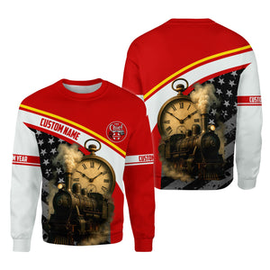 Railspirit Personalized The Chief Santa Fe Railroad Sweatshirt Classic Steam Engine With Retro Pocket Watch Shirt All Over Print