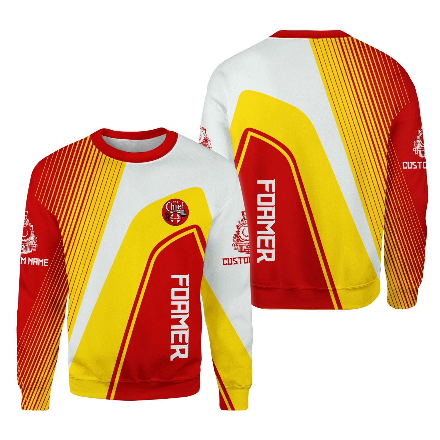 Railspirit Personalized The Chief Santa Fe Railroad Sweatshirt Vibrant Striking Style Shirt For Rail Enthusiasts