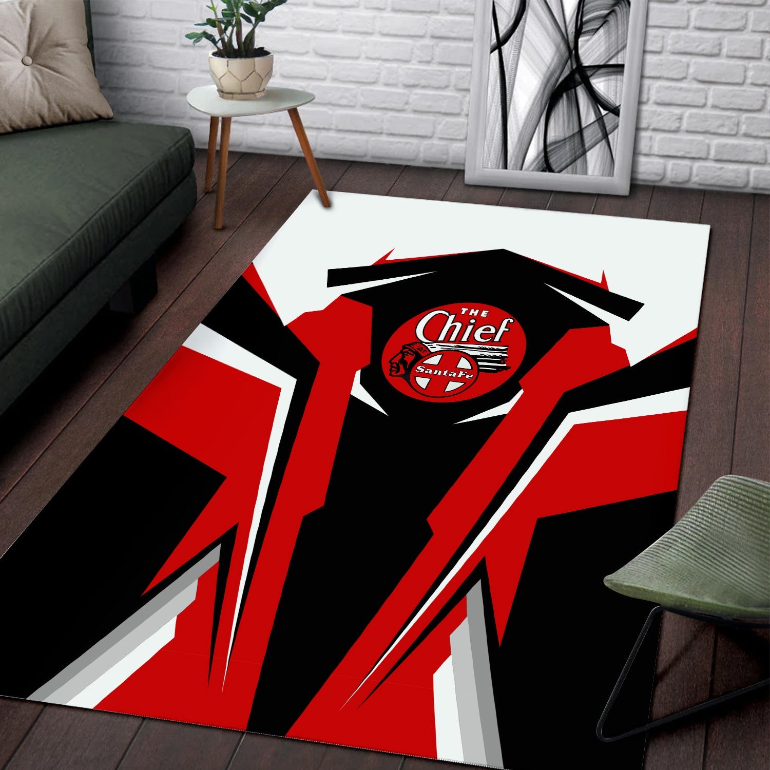 Railspirit Personalized The Chief Santa Fe Railroad Area Rug Strong Line Style  Train Area Rug Gift Idea For Train Lover