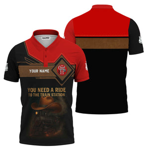 Railspirit Personalized The Chief Santa Fe Railroad Polo Shirt You Need A Ride To The Train Station Shirt For Train Lovers
