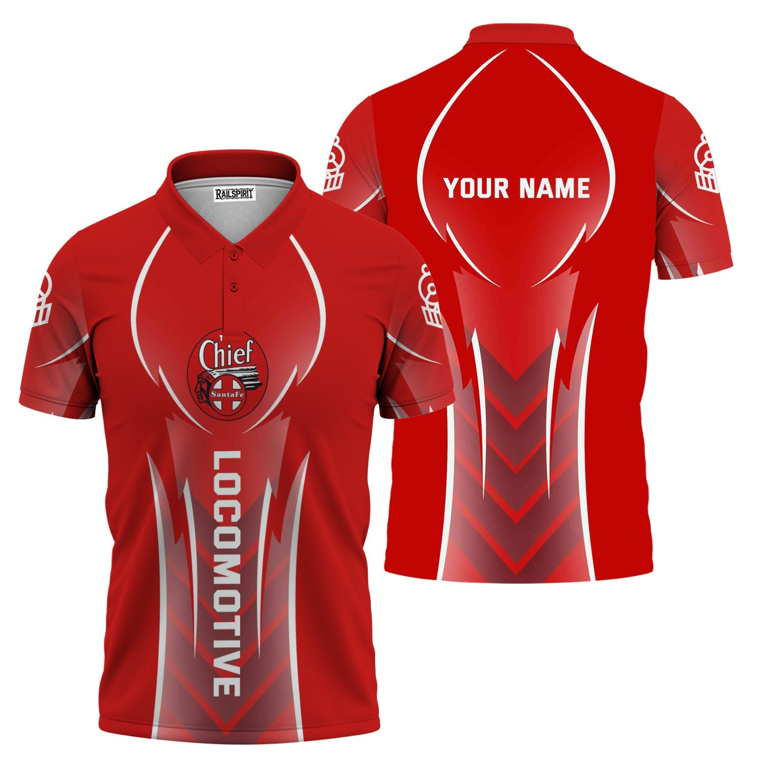 Railspirit Personalized The Chief Santa Fe Railroad Polo Shirt Striking Line Style Train Shirt For Locomotive Lovers