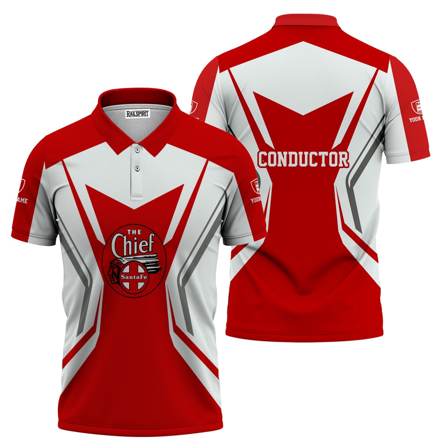 Railspirit Personalized The Chief Santa Fe Railroad Polo Shirt Unique Style with Custom Job Train Shirt