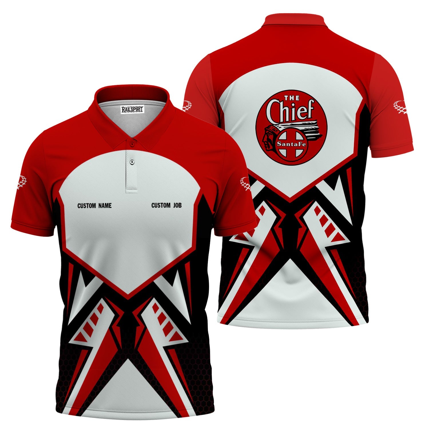 Railspirit Personalized The Chief Santa Fe Railroad Polo Shirt Vibriant Style with Custom Position Train Shirt