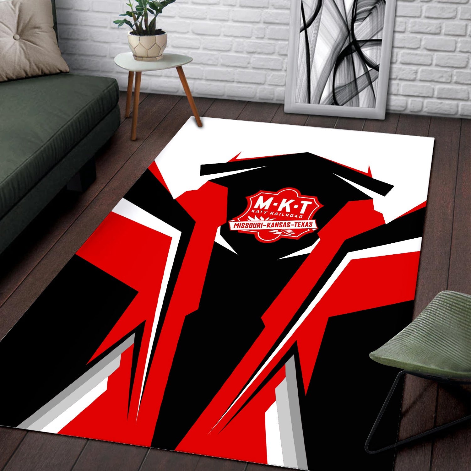 Railspirit Personalized Katy Railroad Area Rug Strong Line Style  Train Area Rug Gift Idea For Train Lover