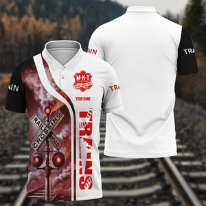Railspirit Personalized Katy Railroad Polo Shirt Crossing Railroad Sign American Locomotive Train Shirt All Over Print