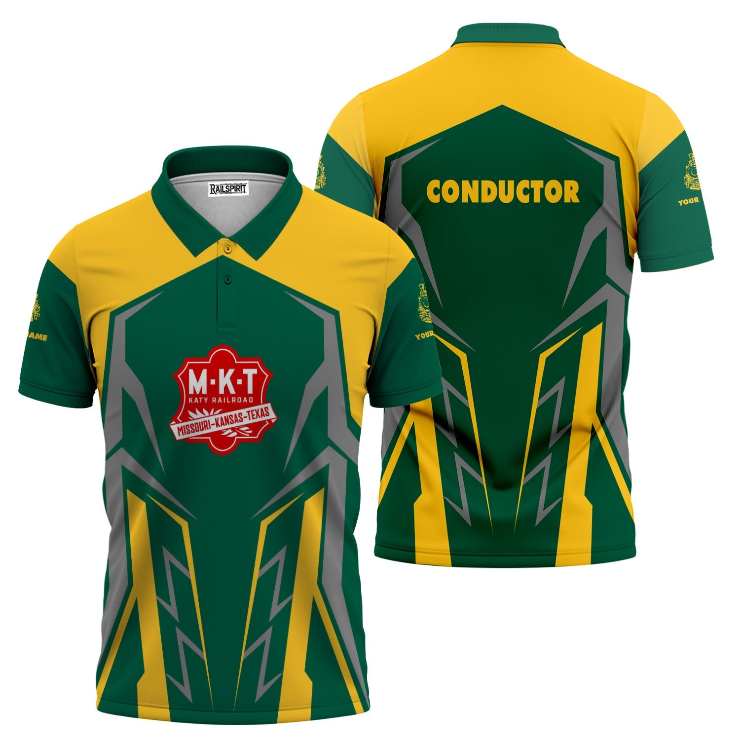 Railspirit Personalized Katy Railroad Polo Shirt Futuristic Design with Custom Job Train Shirt