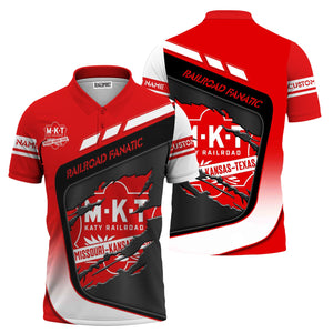 Railspirit Personalized Katy Railroad Polo Shirt Ripped Texture Style Train Shirt For Railroad Fanatic