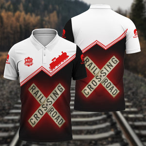 Railspirit Personalized Katy Railroad Polo Shirt Railroad Crossing Printed Train Track Shirt