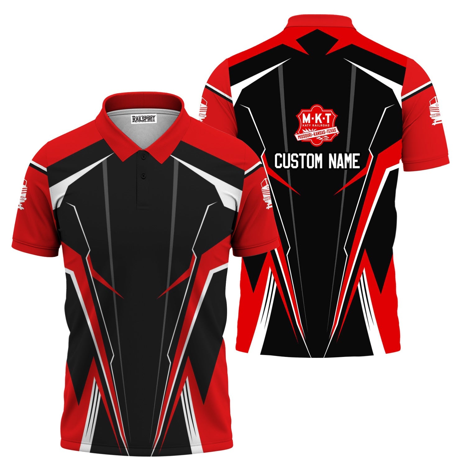 Railspirit Personalized Katy Railroad Polo Shirt Lightning-Edge Design Train Shirt For Railroad Lovers