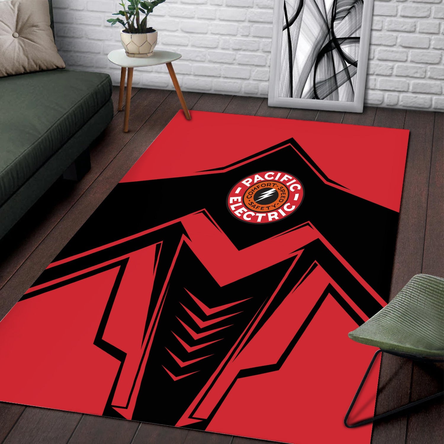 Railspirit Pacific Electric Railroad Area Rug Railway Trainspotter Style Rug Gift Idea For Foamers