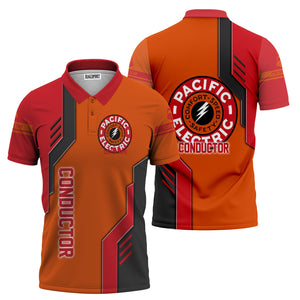 Railspirit Personalized Pacific Electric Railroad Polo Shirt Unique Railway Style with Custom Job Train Shirt