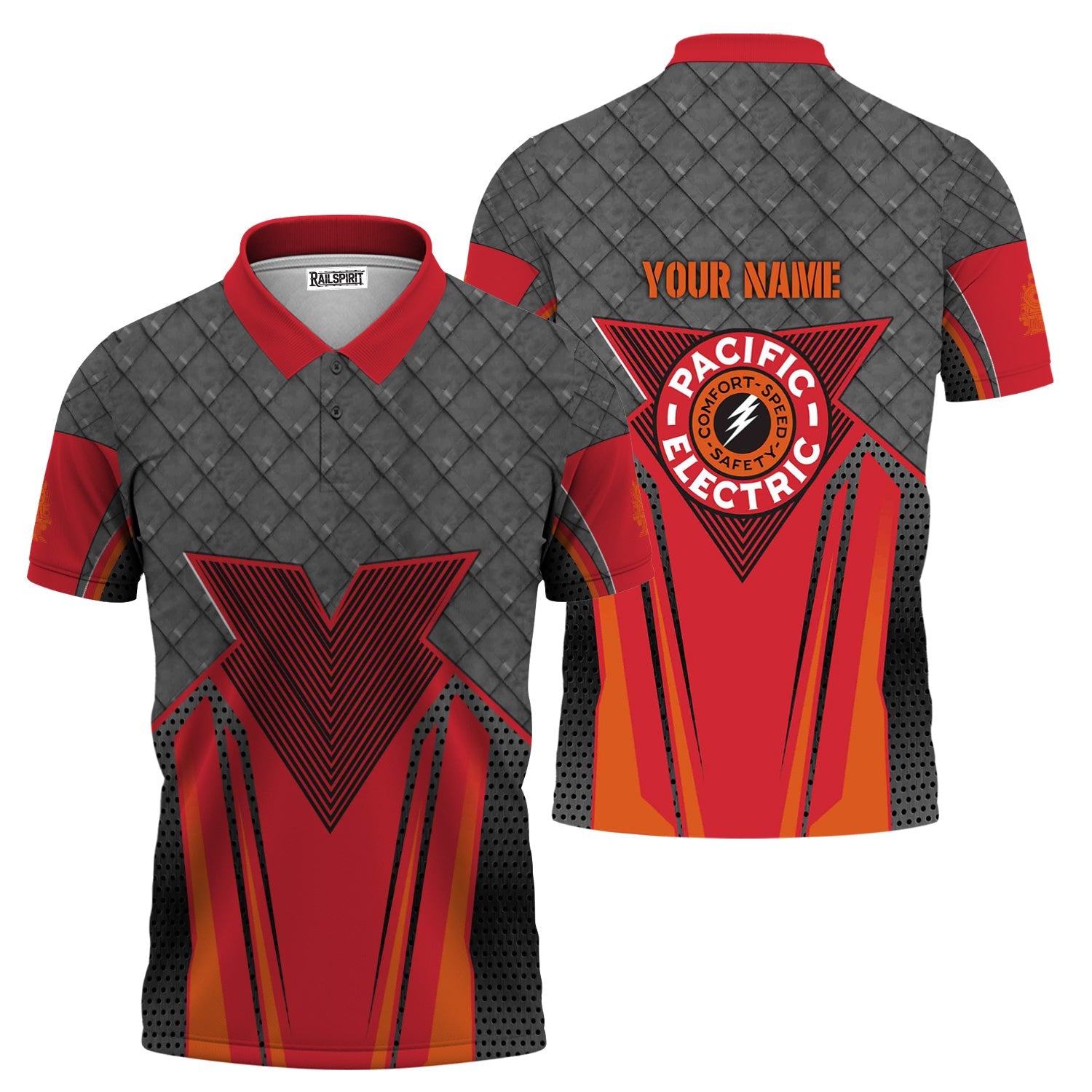 Railspirit Personalized Pacific Electric Railroad Polo Shirt Rugged Steel Vibes Train Shirt All Over Print