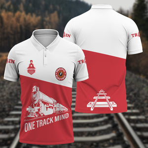 Railspirit Personalized Pacific Electric Railroad Polo Shirt One Track Mind Unisex Train Shirt Gift Idea For Train Lover