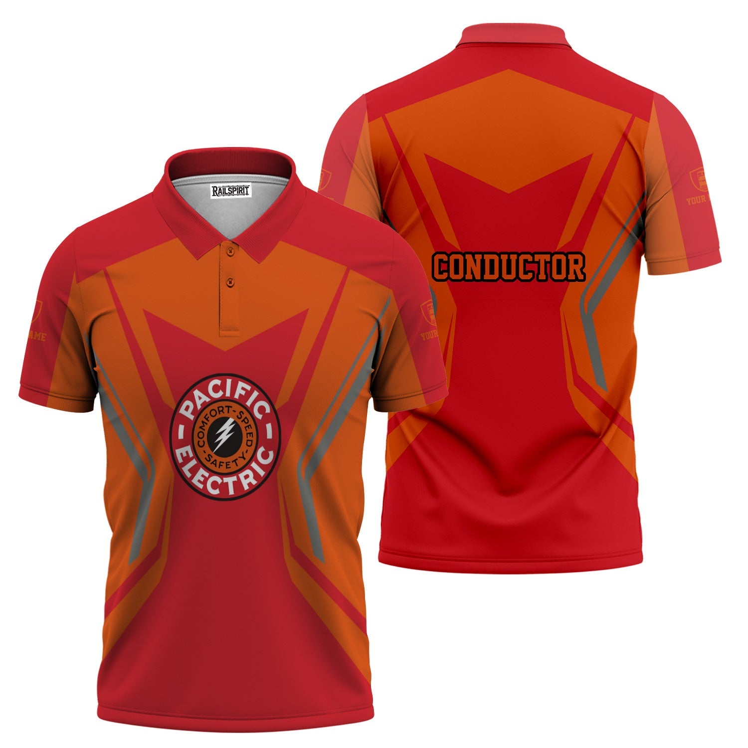 Railspirit Personalized Pacific Electric Railroad Polo Shirt Unique Style with Custom Job Train Shirt