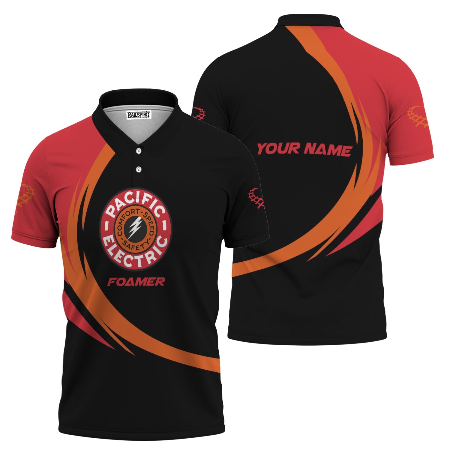 Railspirit Personalized Pacific Electric Railroad Polo Shirt Unique Graphic Style Shirt For Train Enthusiasts