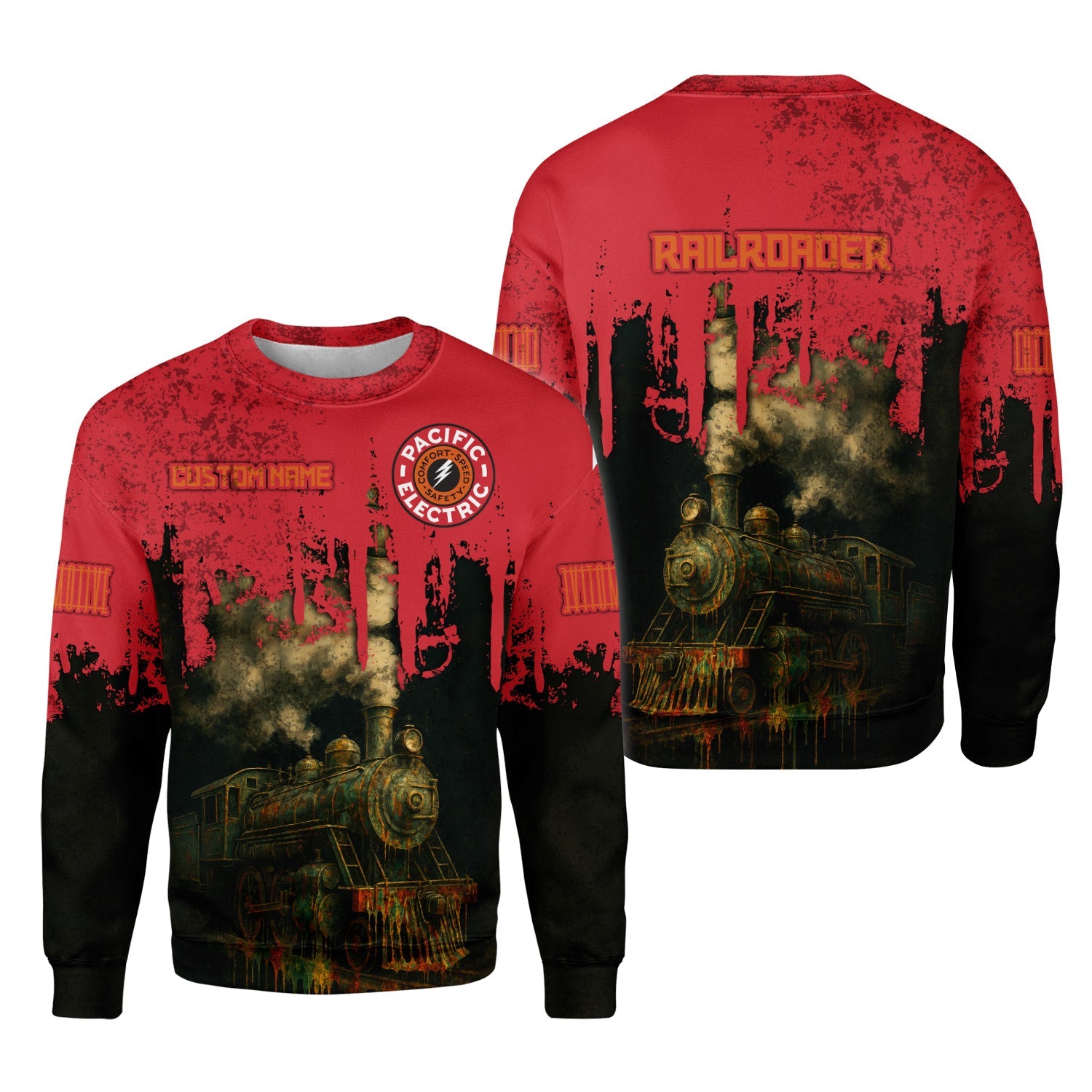 Railspirit Personalized Pacific Electric Railroad Sweatshirt Vintage Train Art Style Shirt For Locomotive Fans