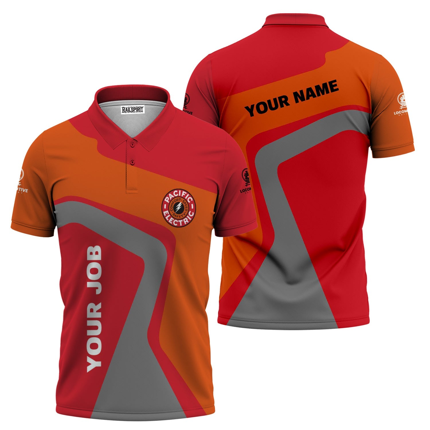 Railspirit Personalized Pacific Electric Railroad Polo Shirt Unique Design with Custom Job Position Train Shirt