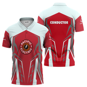 Railspirit Personalized Pacific Electric Railroad Polo Shirt Futuristic Design with Custom Job Train Shirt