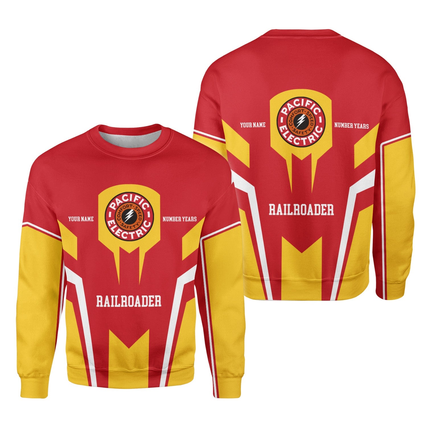 Railspirit Personalized Pacific Electric Railroad Sweatshirt Custom Year Railroader Shirt Gift Idea For Train Lover