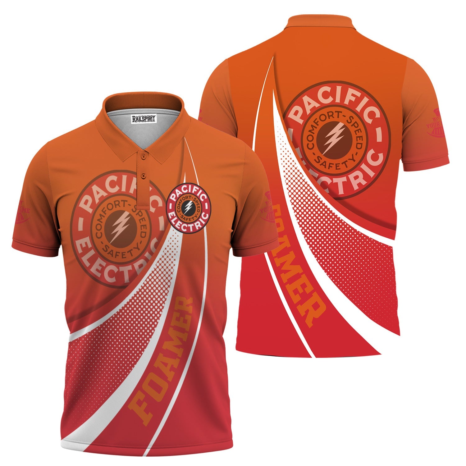 Railspirit Personalized Pacific Electric Railroad Polo Shirt Railway-Themed Style Shirt Gift Idea For Trainspotter