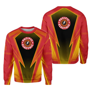 Railspirit Personalized Pacific Electric Railroad Sweatshirt Lightning Graphic Style Shirt Gift Idea For Train Lover