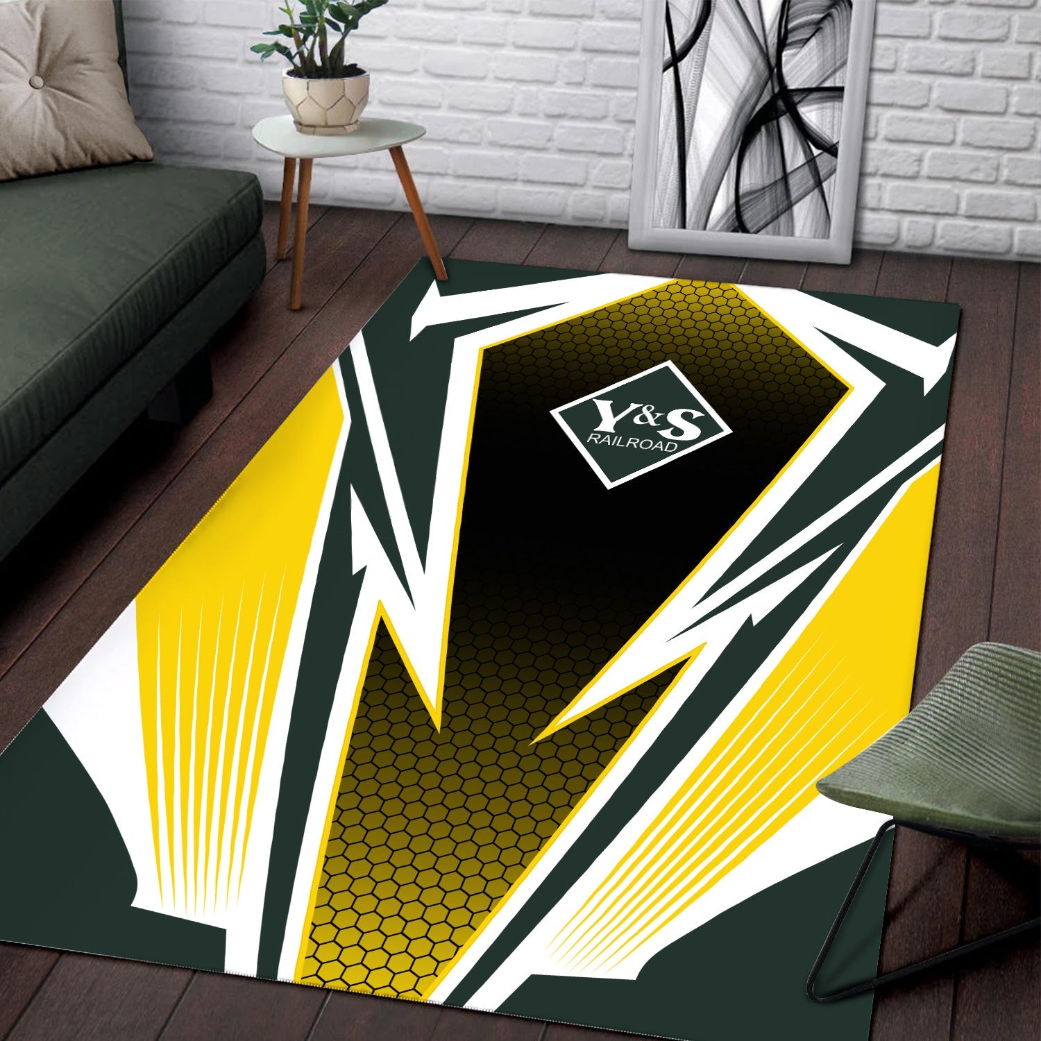 Railspirit Youngstown & Southern Railroad Area Rug Lightning Graphic Style Rug Gift Idea For Train Lover