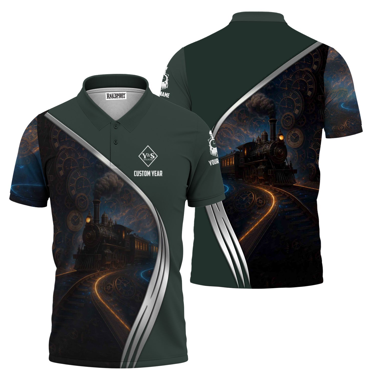 Railspirit Personalized Youngstown & Southern Railroad Polo Shirt Steampunk Locomotive with Custom Year Train Shirt