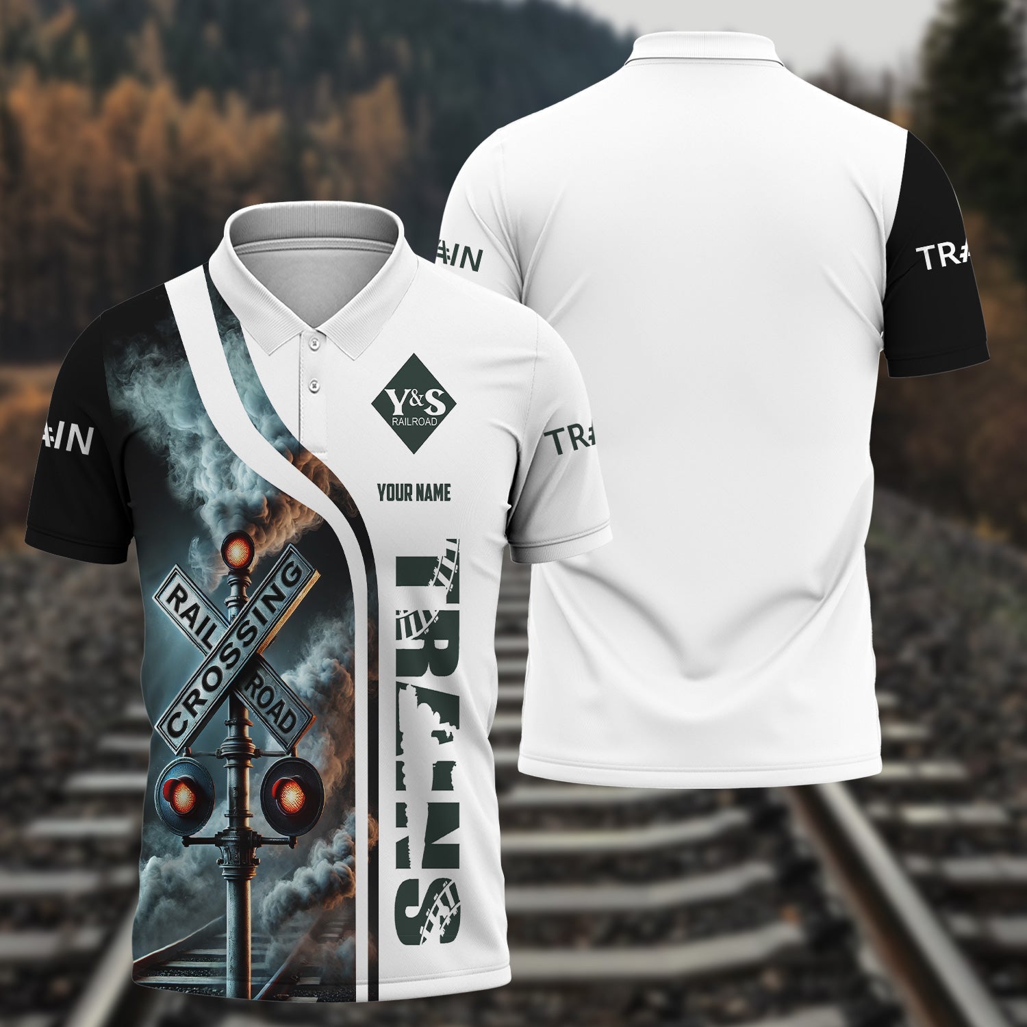 Railspirit Personalized Youngstown & Southern Railroad Polo Shirt Crossing Railroad Sign American Locomotive Train Shirt All Over Print