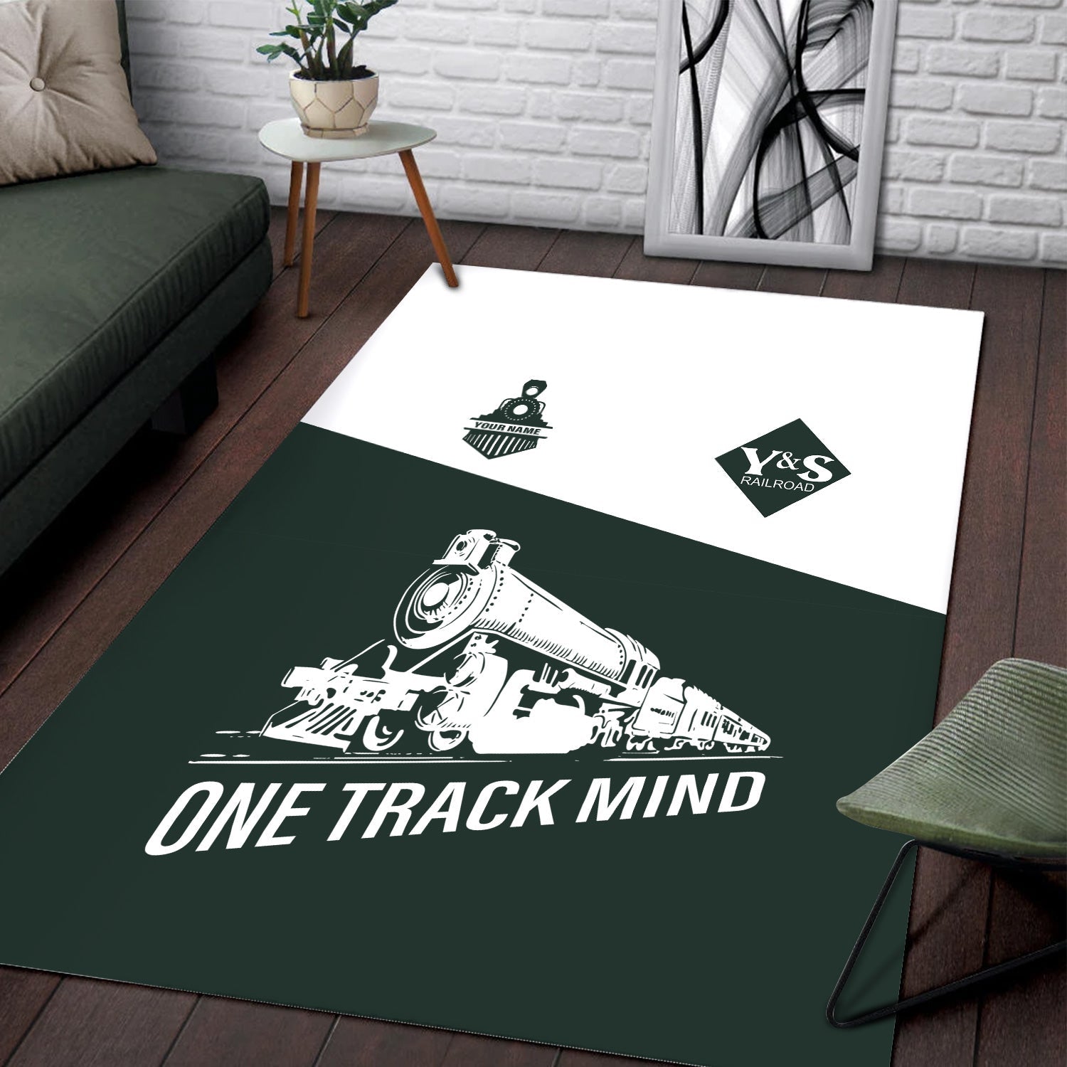 Railspirit Personalized Youngstown & Southern Railroad Area Rug One Track Mind Train Rug Gift Idea For Train Lover