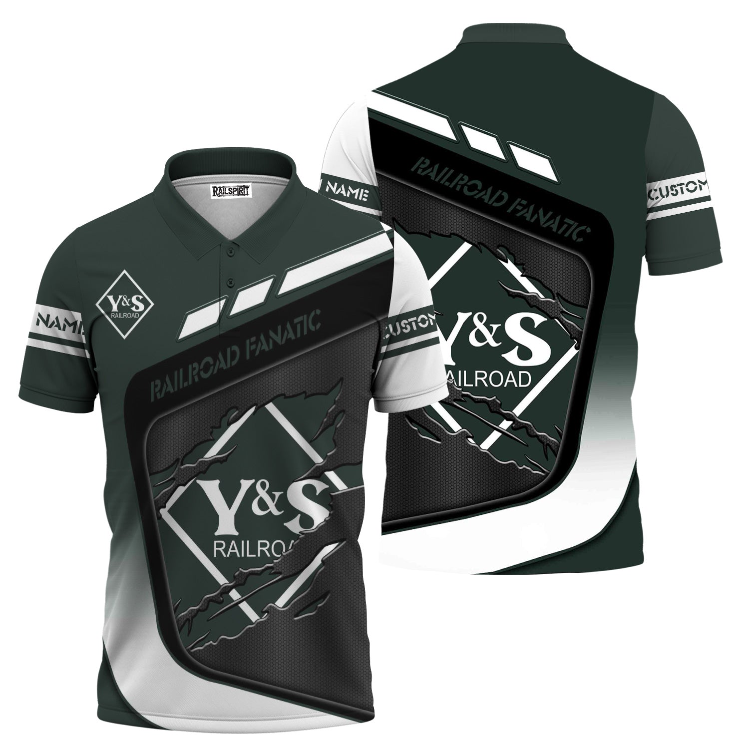 Railspirit Personalized Youngstown & Southern Railroad Polo Shirt Ripped Texture Style Train Shirt For Railroad Fanatic