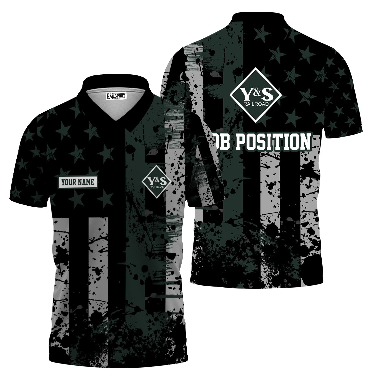 Railspirit Personalized Youngstown & Southern Railroad Polo Shirt Artistic Paint American Flag Style Train Shirt