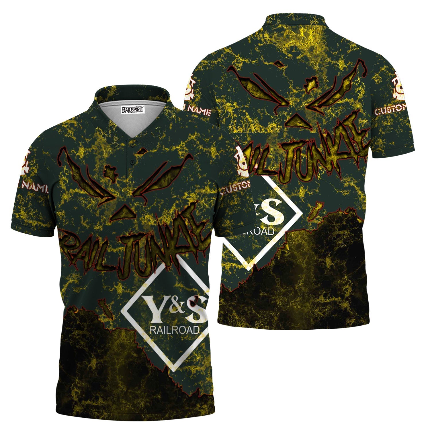 Railspirit Personalized Youngstown & Southern Railroad Polo Shirt Torn Graphic Style Train Shirt For Rail Junkie