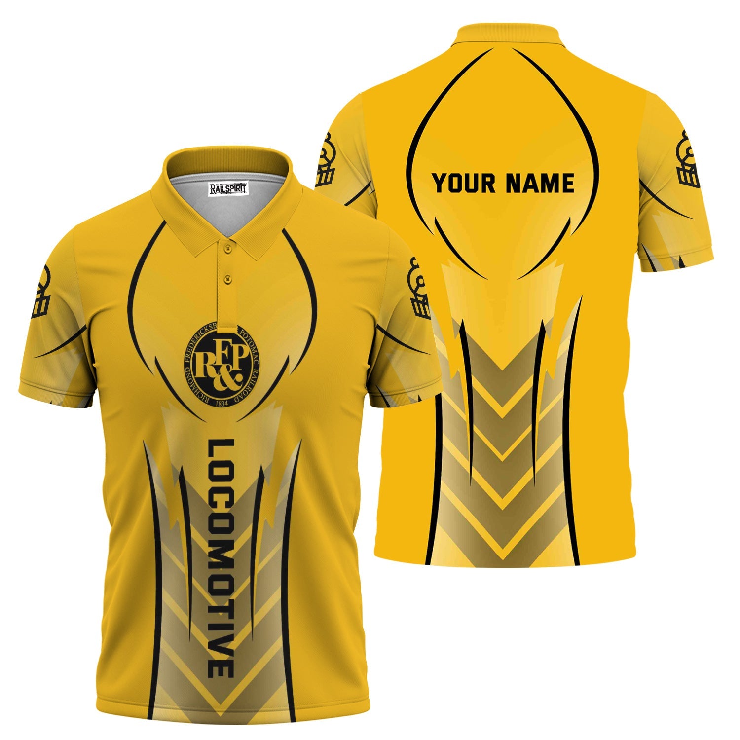 Railspirit Personalized Richmond, Fredericksburg And Potomac Railroad Polo Shirt Striking Line Style Train Shirt For Locomotive Lovers