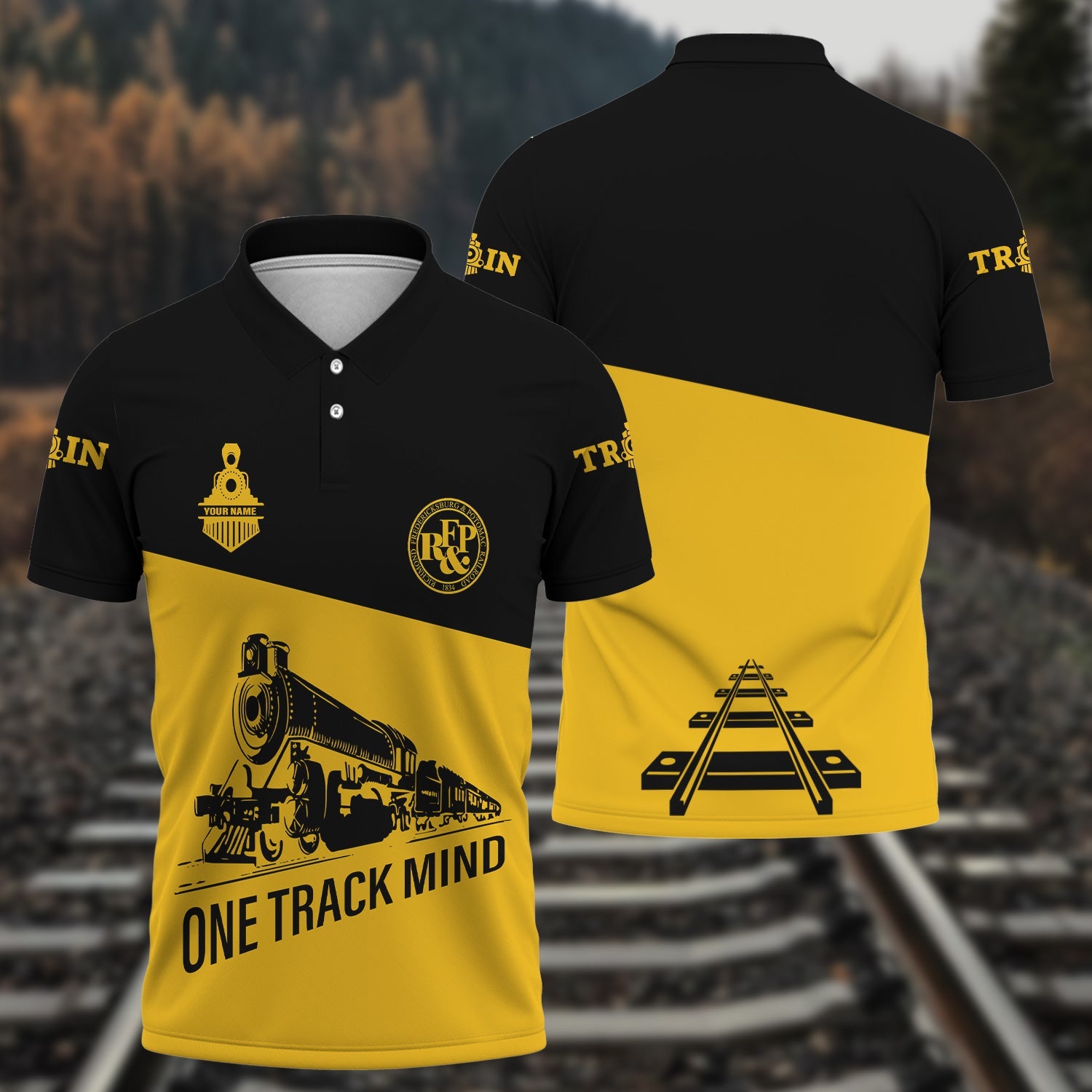 Railspirit Personalized Richmond, Fredericksburg And Potomac Railroad Polo Shirt One Track Mind Unisex Train Shirt Gift Idea For Train Lover
