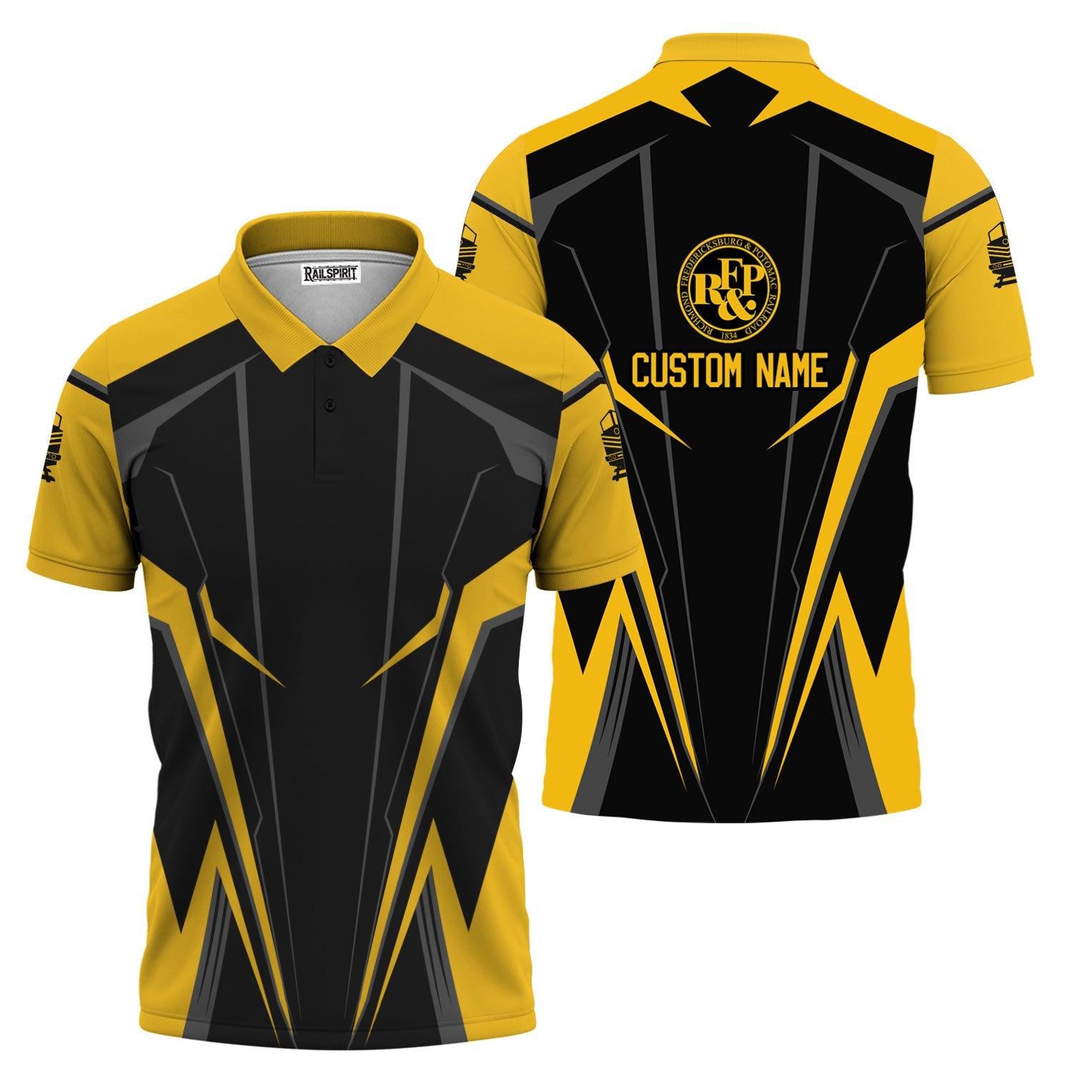 Railspirit Personalized Richmond, Fredericksburg And Potomac Railroad Polo Shirt Lightning-Edge Design Train Shirt For Railroad Lovers