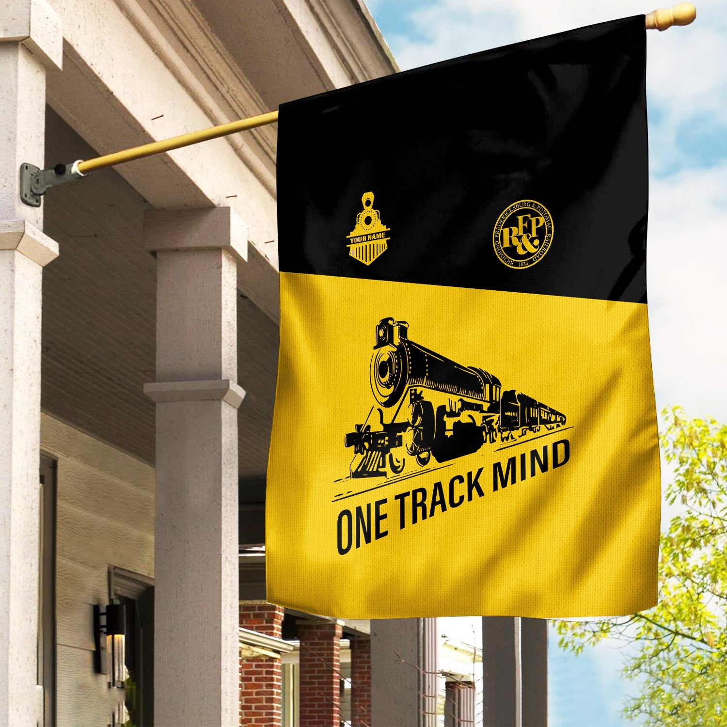 Railspirit Personalized Richmond, Fredericksburg And Potomac Railroad Garden Flag One Track Mind Flag Gift Idea For Train Lover