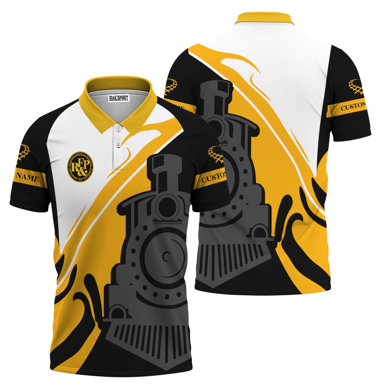 Railspirit Personalized Richmond, Fredericksburg And Potomac Railroad Polo Shirt Flame-Inspired Style Shirt Gift Idea For Train Lovers